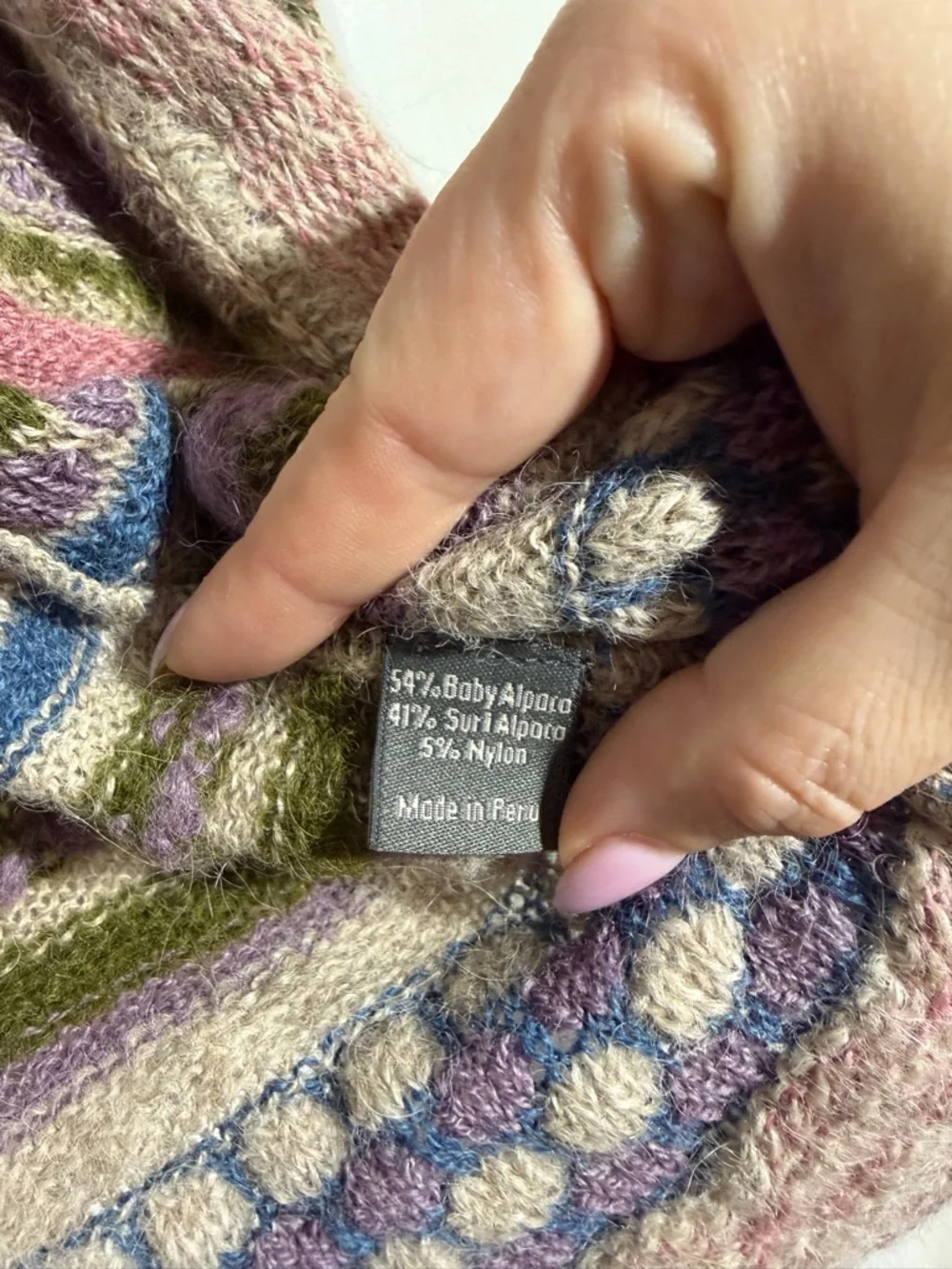 Women's Patterned Long Cardigan Sweater‎ -Multi Color Alpaca Blend @SOL Small